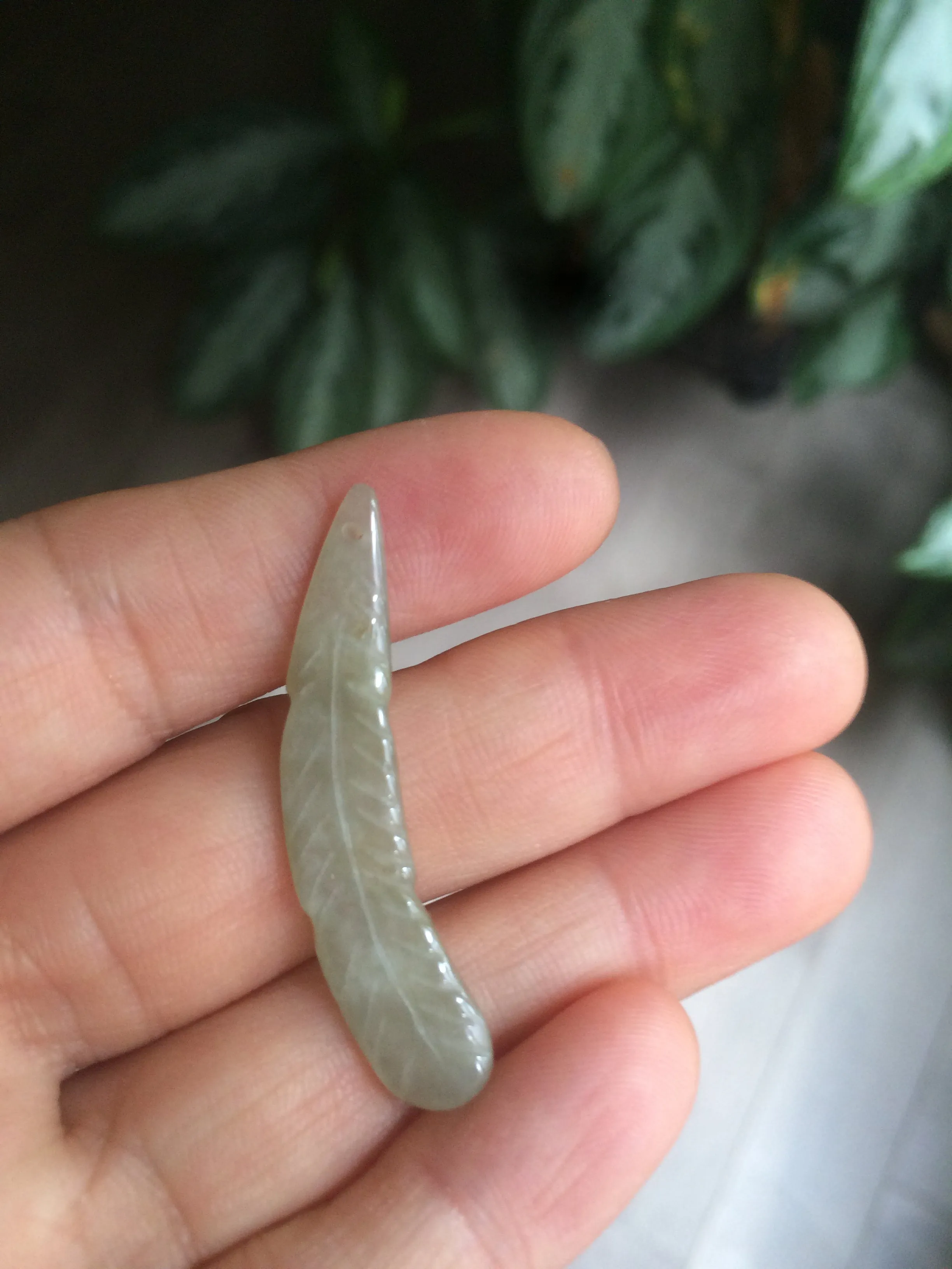 100% Natural type A light green/white jadeite Jade feather pendant AB Add on item, not sale individually.