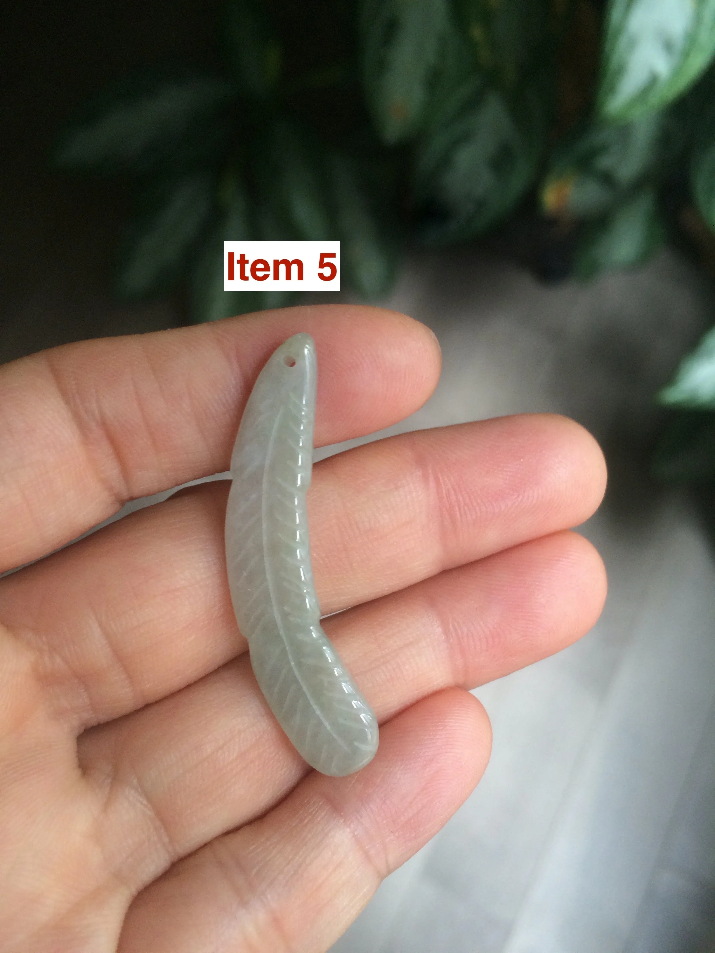 100% Natural type A light green/white jadeite Jade feather pendant AB Add on item, not sale individually.