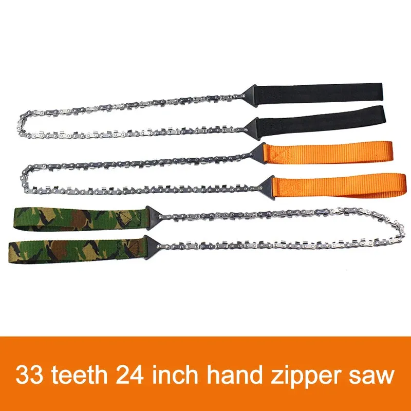 11/33 Tooth Portable Survival Chain Saw Chainsaws Emergency Camping Hiking Tool Pocket Hand Tool Pouch Outdoor Pocket Chain Saw