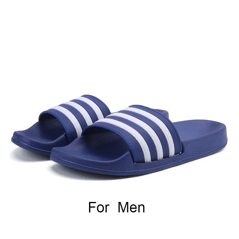 2018 New Summer Beach Slippers Men Women Fashion Stripe Flat Bath Home Slipers Male Shoes Summer Sandals Indoor Slippers Men