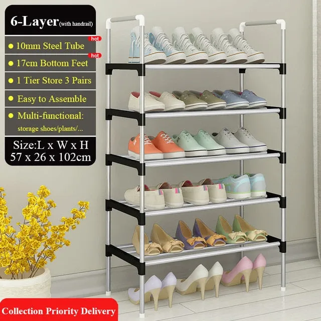 Adjustable 30 Pair Shoe Rack Space Saving Storage Organizer