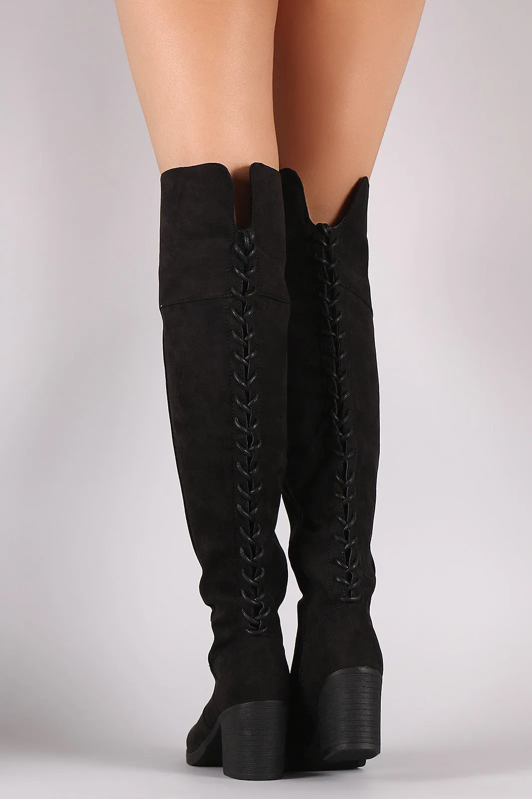 Bamboo Suede Back Lace Up OTK Boots