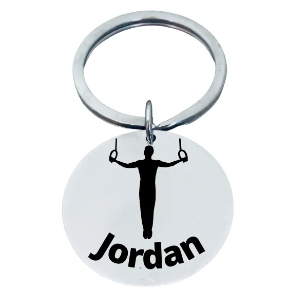 Boys Personalized Engraved Gymnastics Keychain