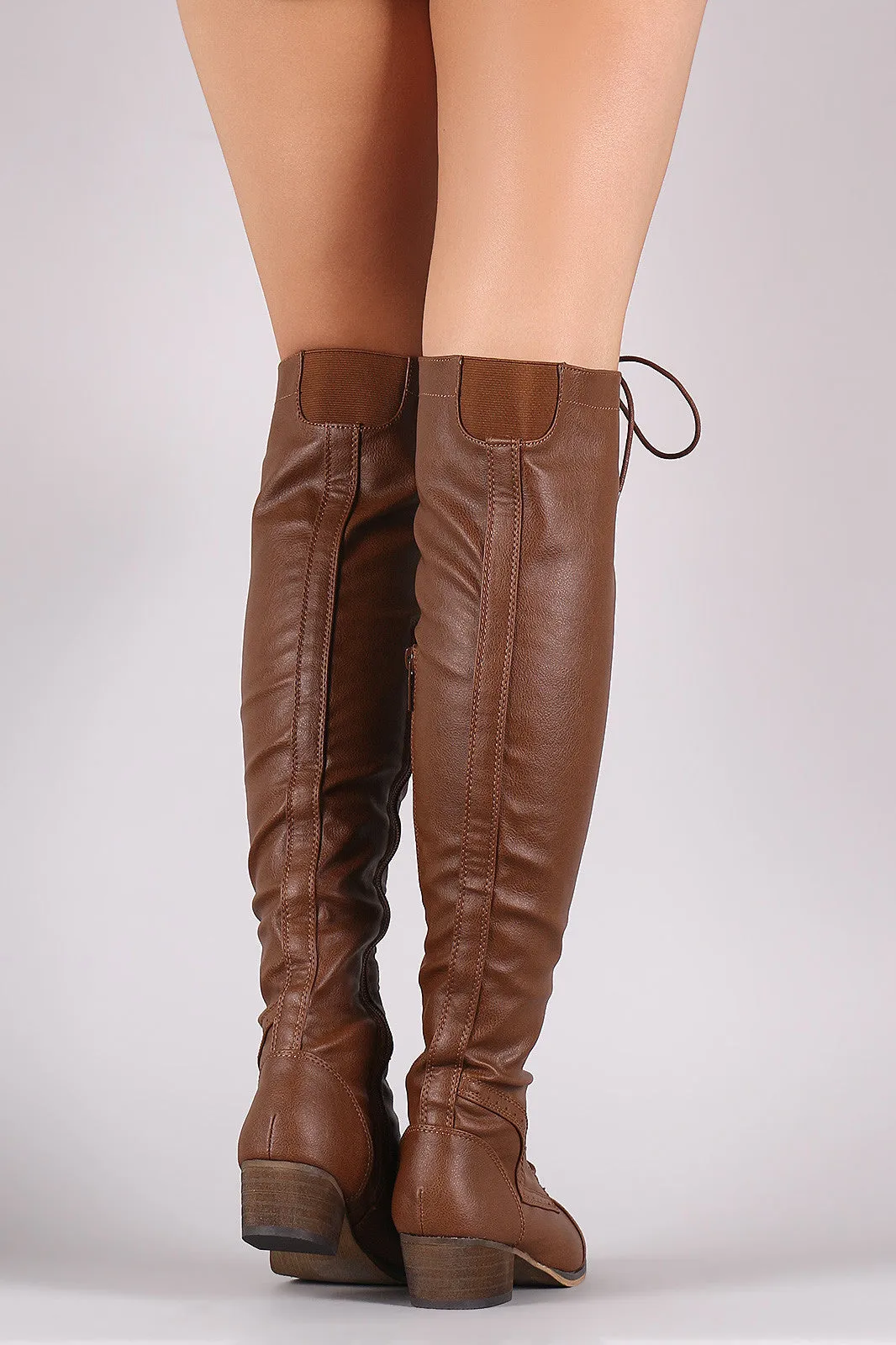 Breckelle Combat Lace Up Over-The-Knee Boots