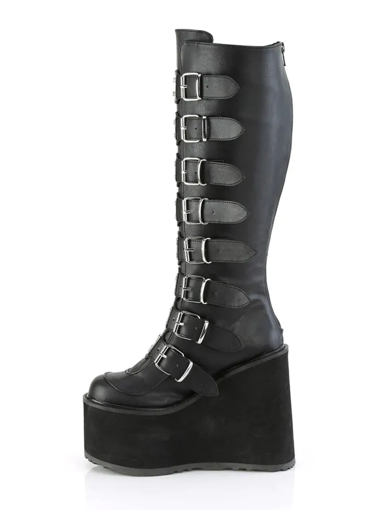 DEMONIA SWING-815WC - BLACK VEGAN LEATHER - WIDE CALF ✰ PRE ORDER ✰