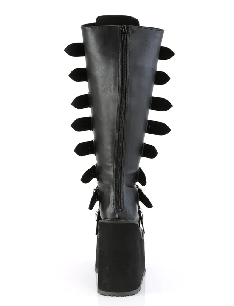 DEMONIA SWING-815WC - BLACK VEGAN LEATHER - WIDE CALF ✰ PRE ORDER ✰