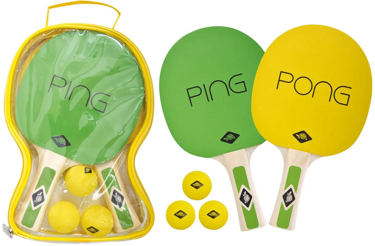 Donic Schildkrot Table Tennis Ping Pong Set Yellow / Green - 2 Bats and 3 Balls