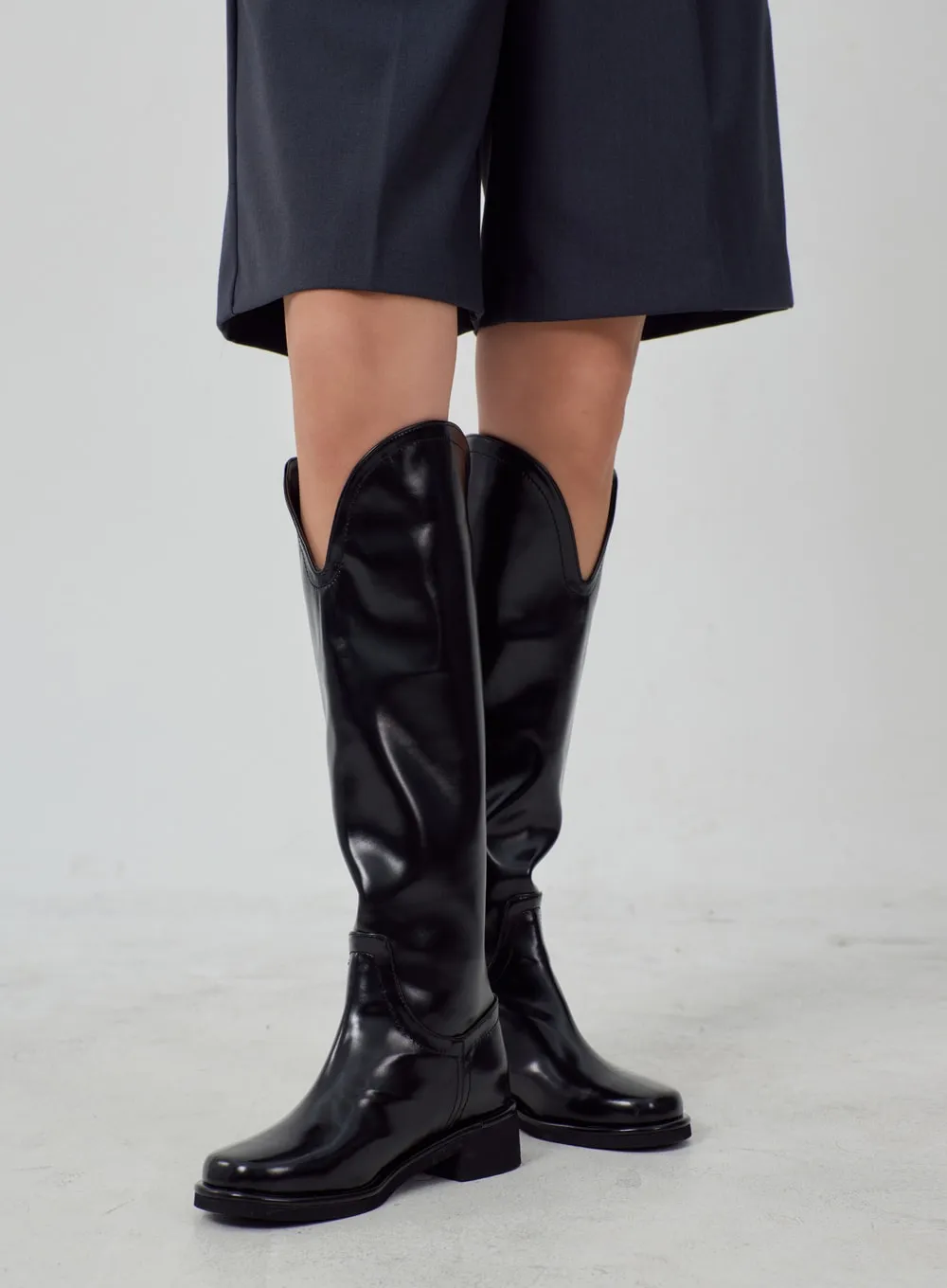 Faux Leather Knee High Boots IM315