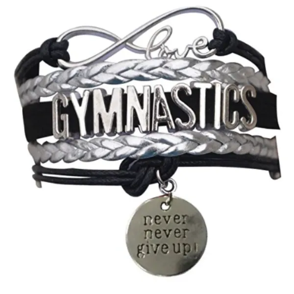 Gymnastics Never Give Up Infinity Bracelet- 13 Colors