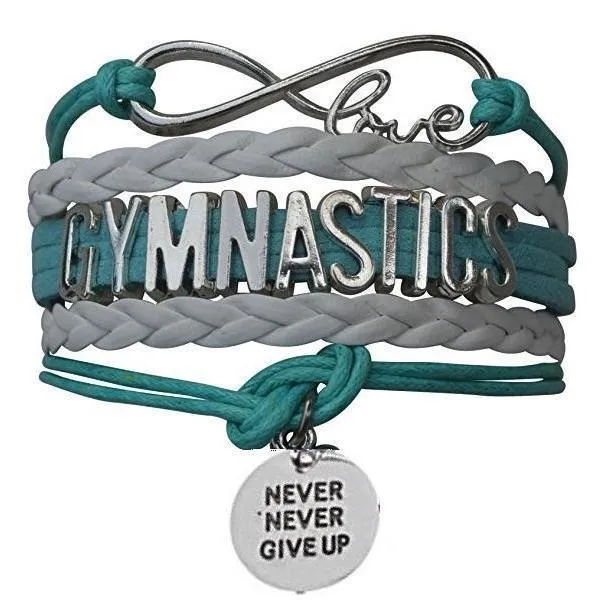 Gymnastics Never Give Up Infinity Bracelet- 13 Colors