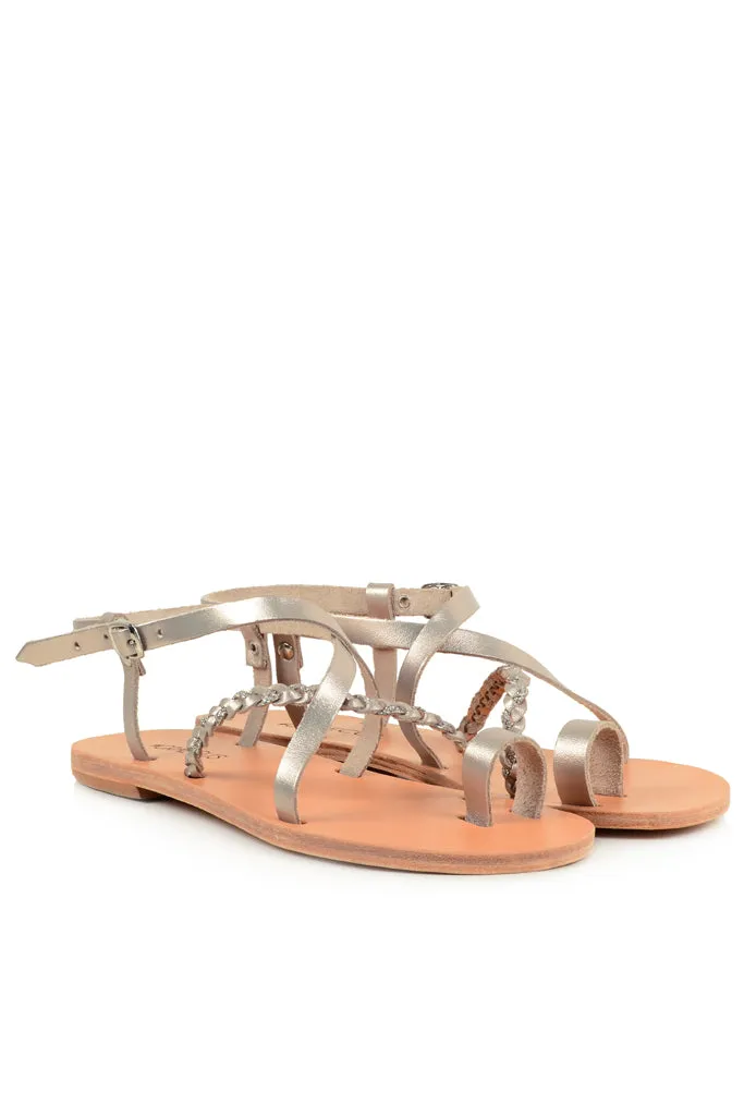 Hebe Platinum Leather Sandals