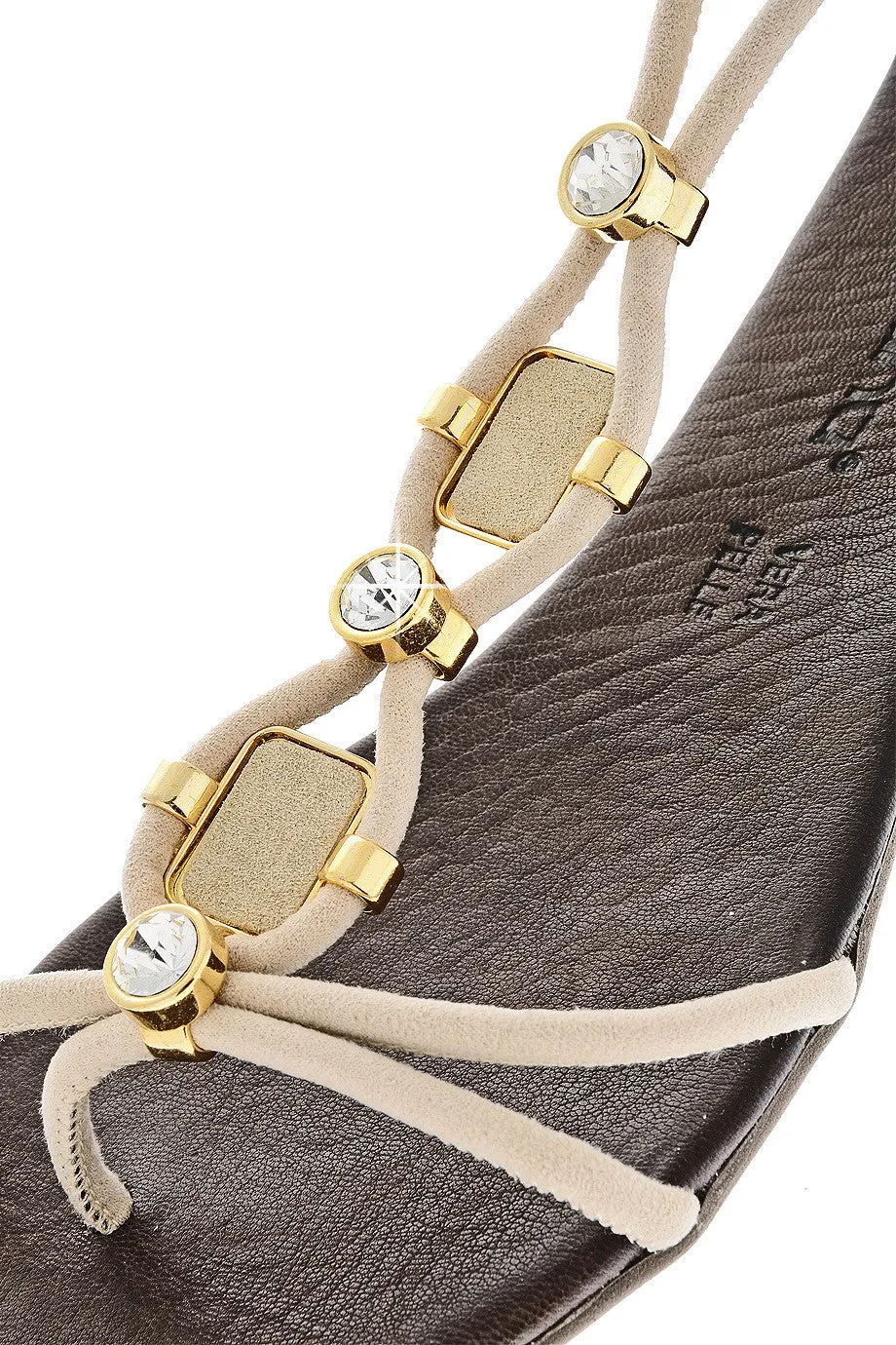 LUCILLE Beige Crystal Sandals