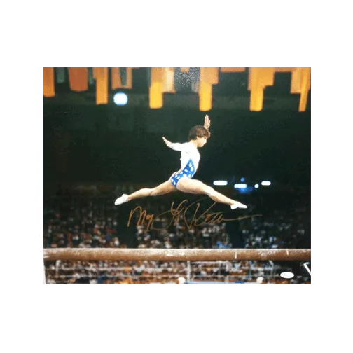 Mary Lou Retton Autographed 8 x 10 Photo USA Olympics Gymnastics Beam Jump (JSA)