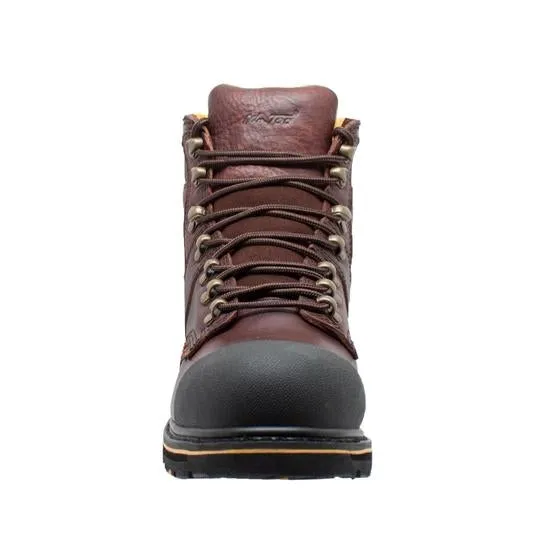 Men's 6" Steel Toe Waterproof Work Boots Dark Brown Leather Boots