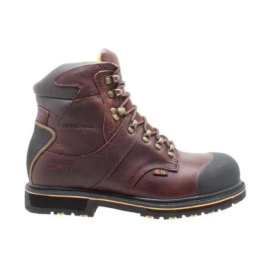 Men's 6" Steel Toe Waterproof Work Boots Dark Brown Leather Boots