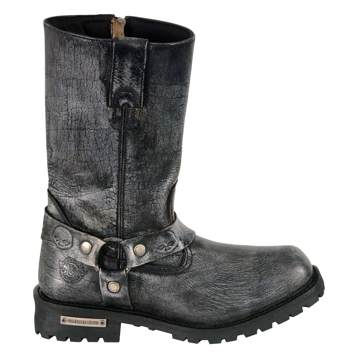 Milwaukee Leather Men's Distressed Gray Leather 11-inch Classic