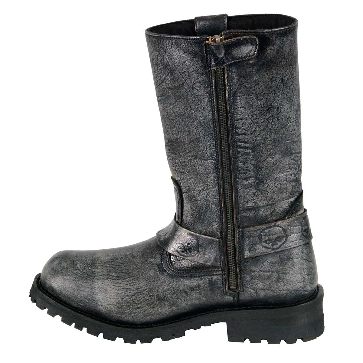 Milwaukee Leather Men's Distressed Gray Leather 11-inch Classic