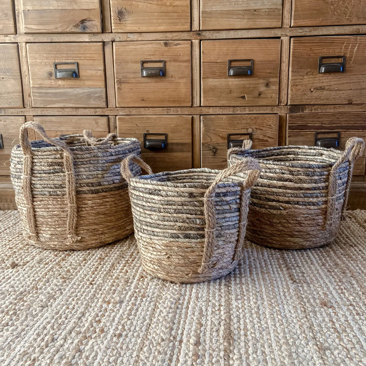 Neutral Jute Basket with Handles (3 sizes)