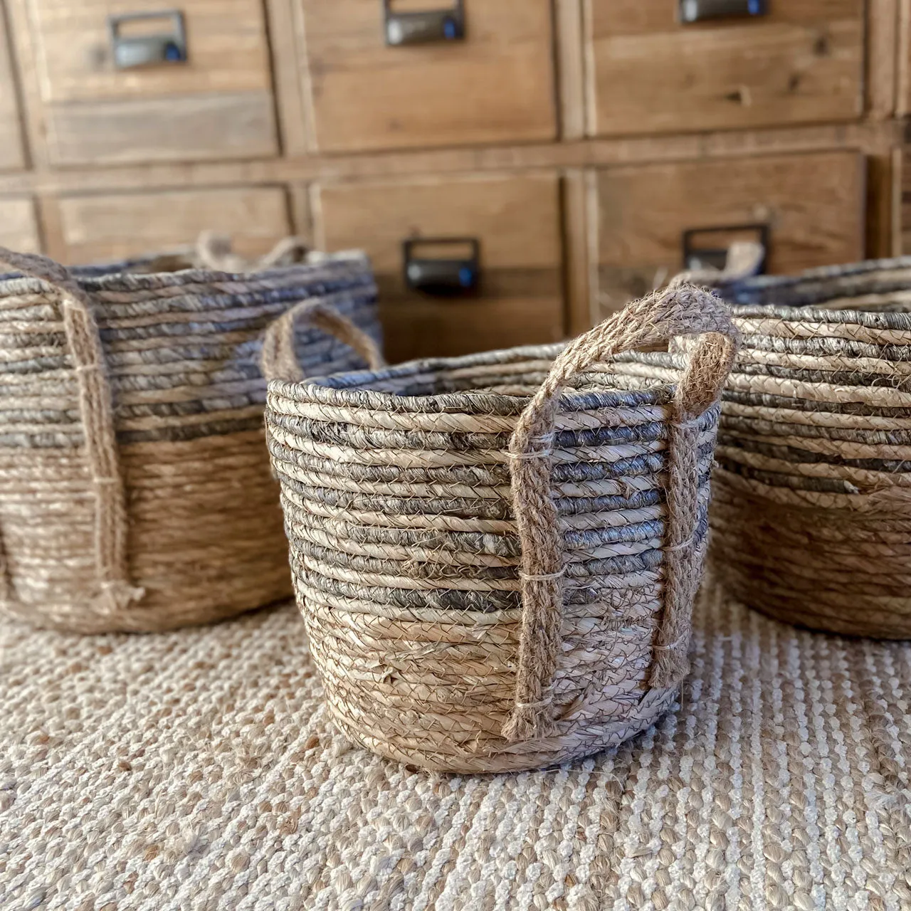 Neutral Jute Basket with Handles (3 sizes)