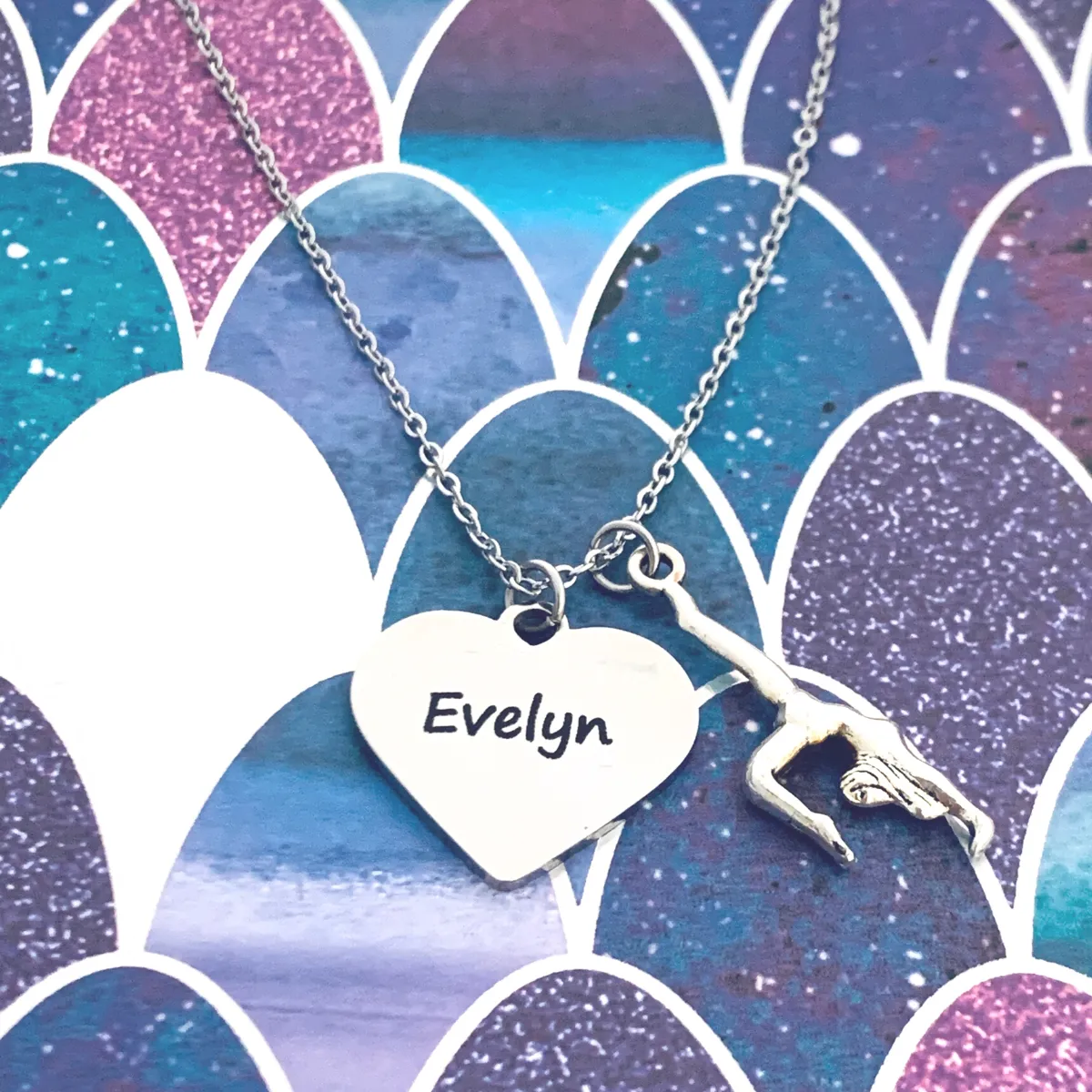 Personalized Engraved Gymnastics Heart Necklace