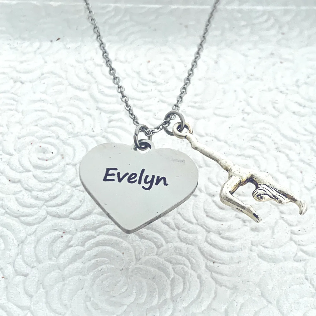 Personalized Engraved Gymnastics Heart Necklace