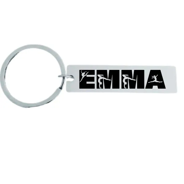 Personalized Engraved Gymnastics Keychain - Rectangle Shape - Pick Style