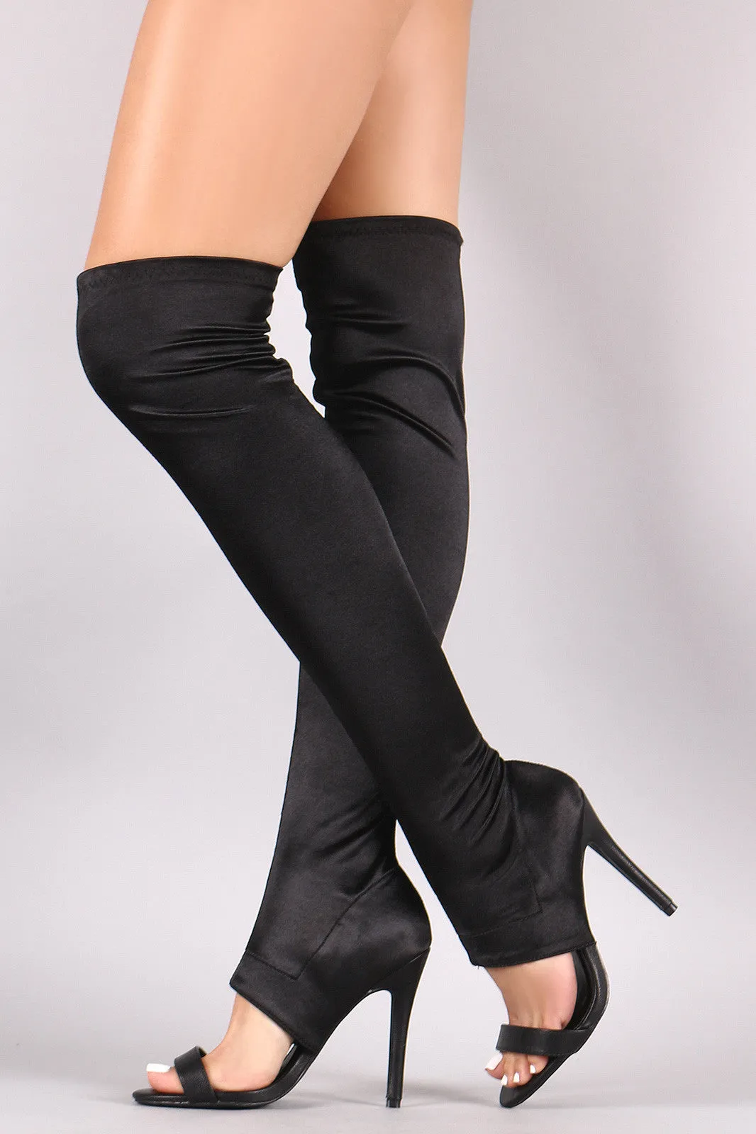 Qupid Elastane Stiletto Heeled Over-The-Knee Boots