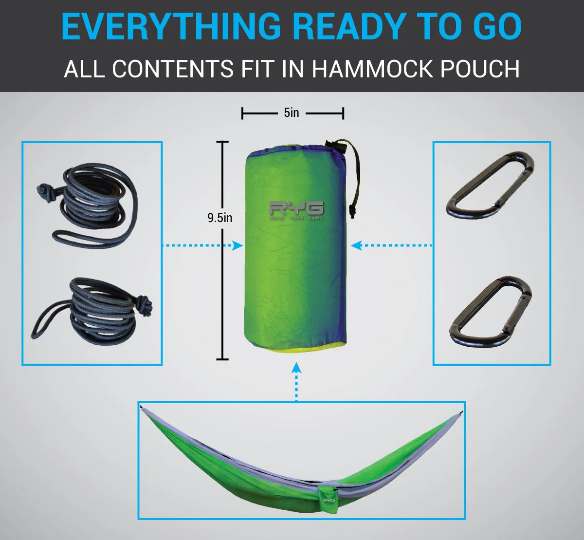 Raise your Game Travel Backpack and Portable Hammock Set (Neon Green)