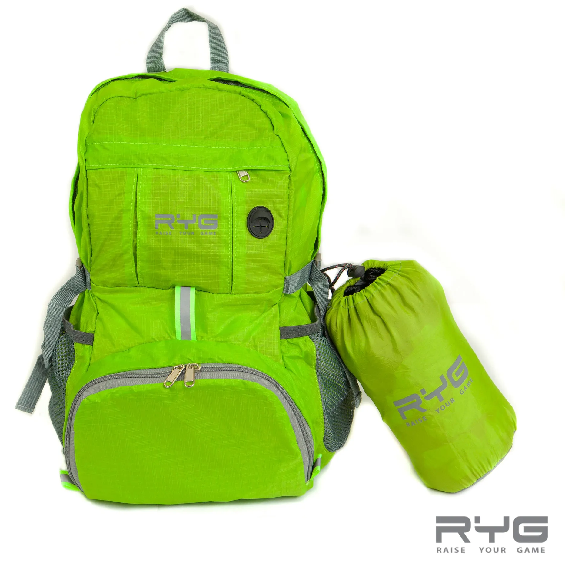 Raise your Game Travel Backpack and Portable Hammock Set (Neon Green)