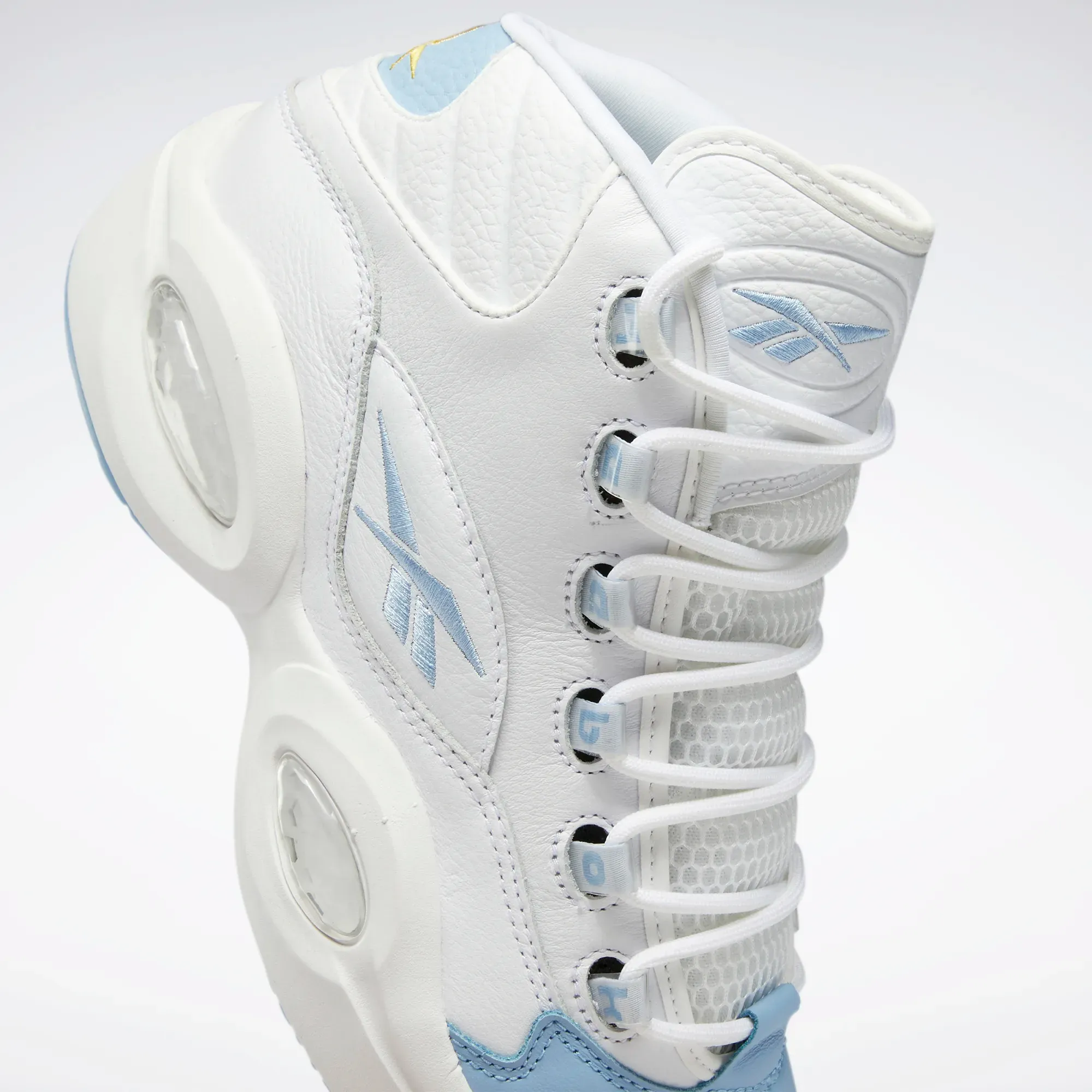 Reebok Men's Question Mid Basketball Shoes - Ftwr White / Fluid Blue / Toxic Yellow