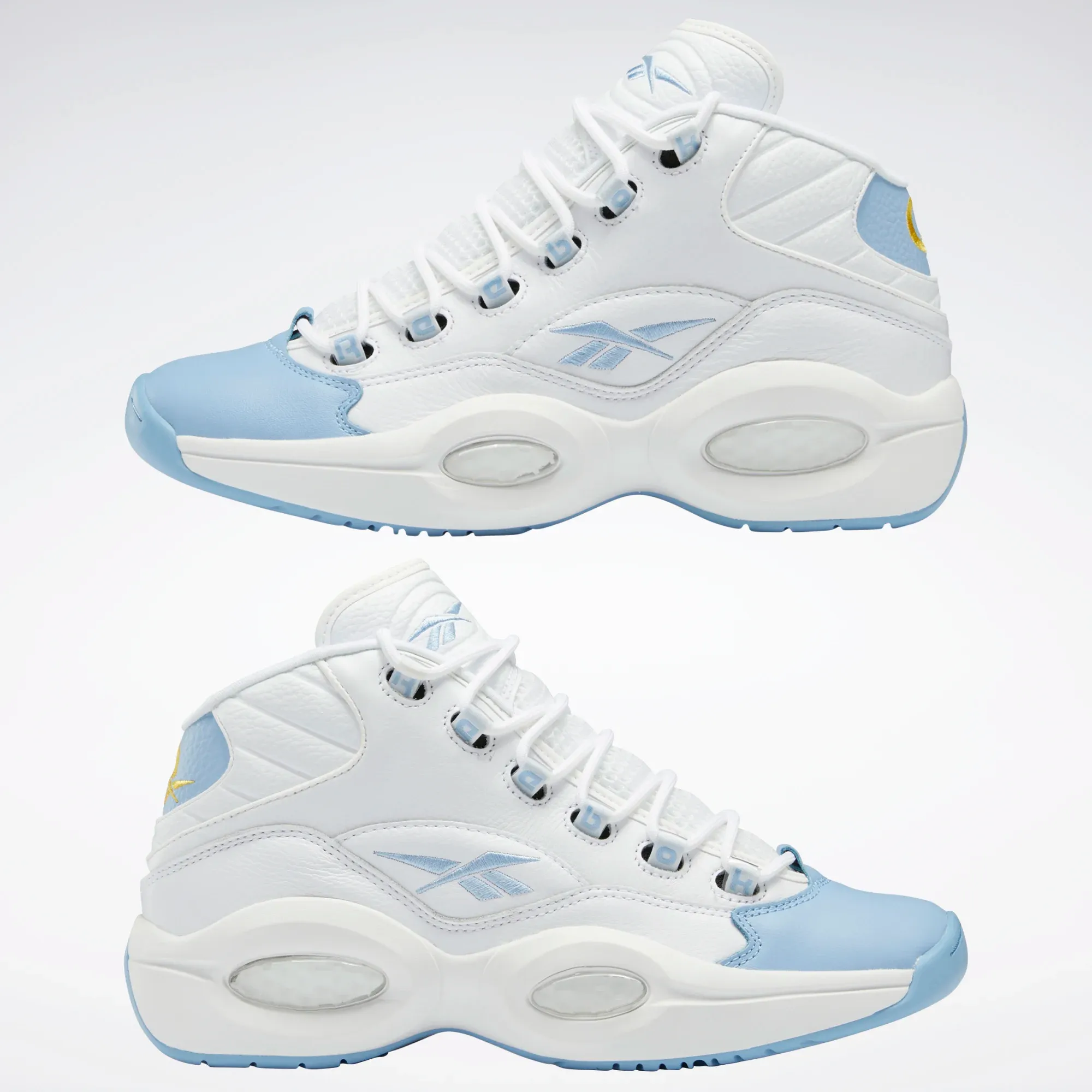 Reebok Men's Question Mid Basketball Shoes - Ftwr White / Fluid Blue / Toxic Yellow