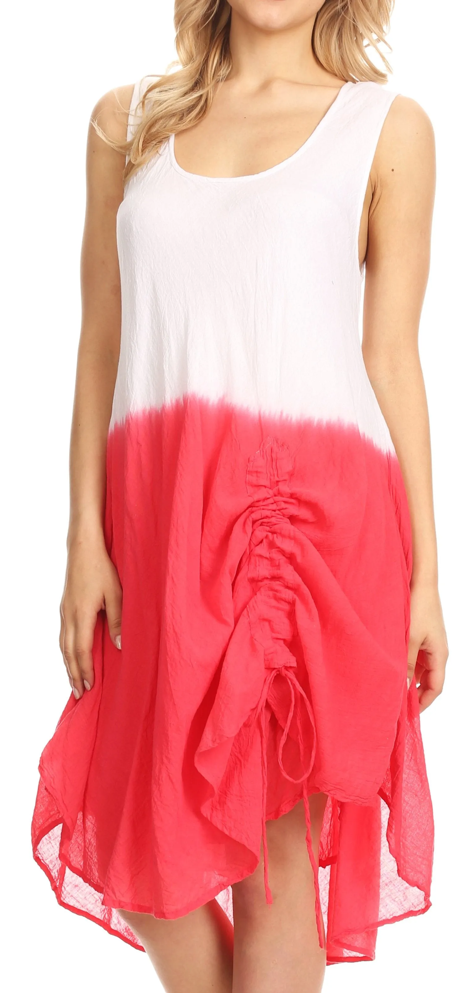 Sakkas Milana Light Summer Tie-dye Flowy Sleeveless Dress with String at Hem