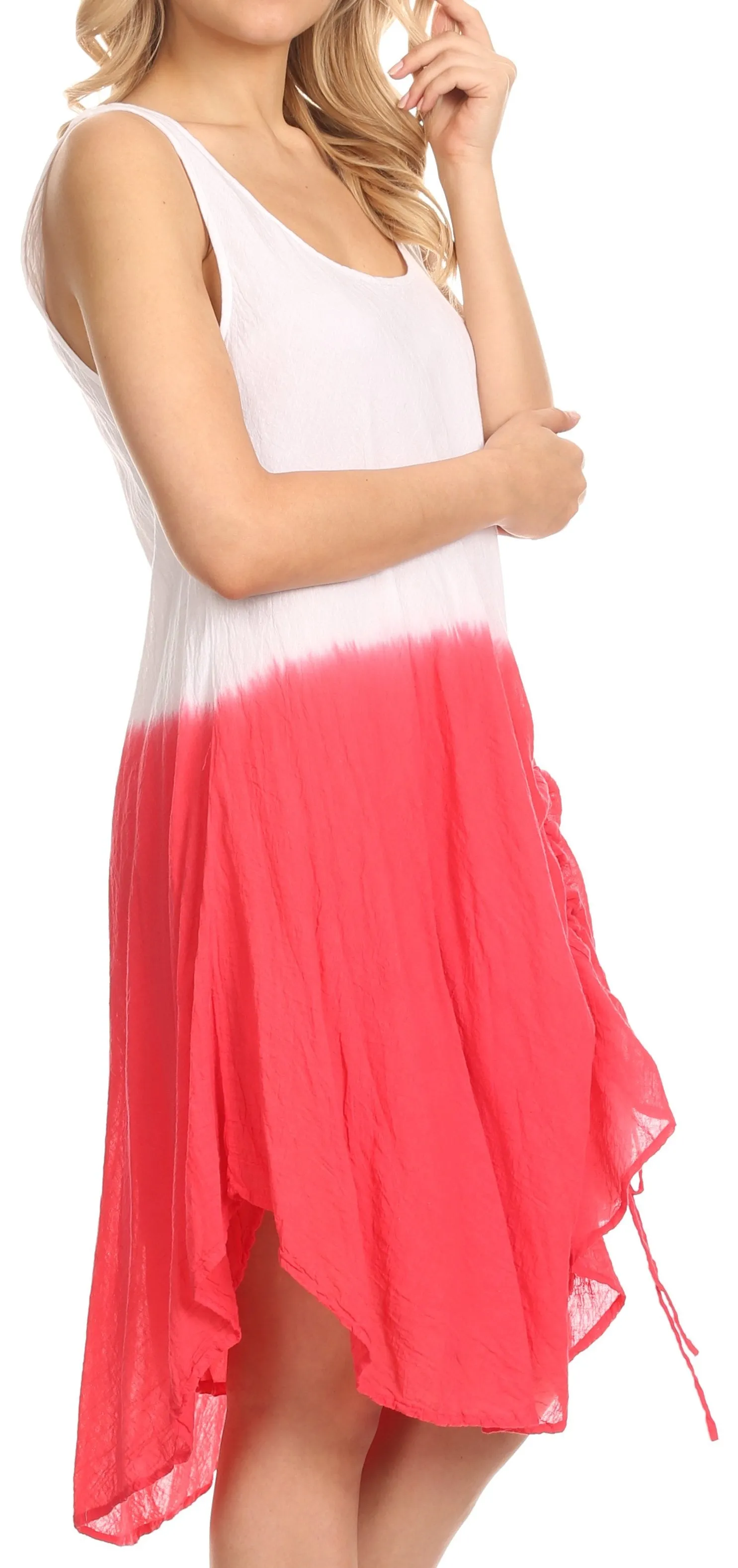 Sakkas Milana Light Summer Tie-dye Flowy Sleeveless Dress with String at Hem