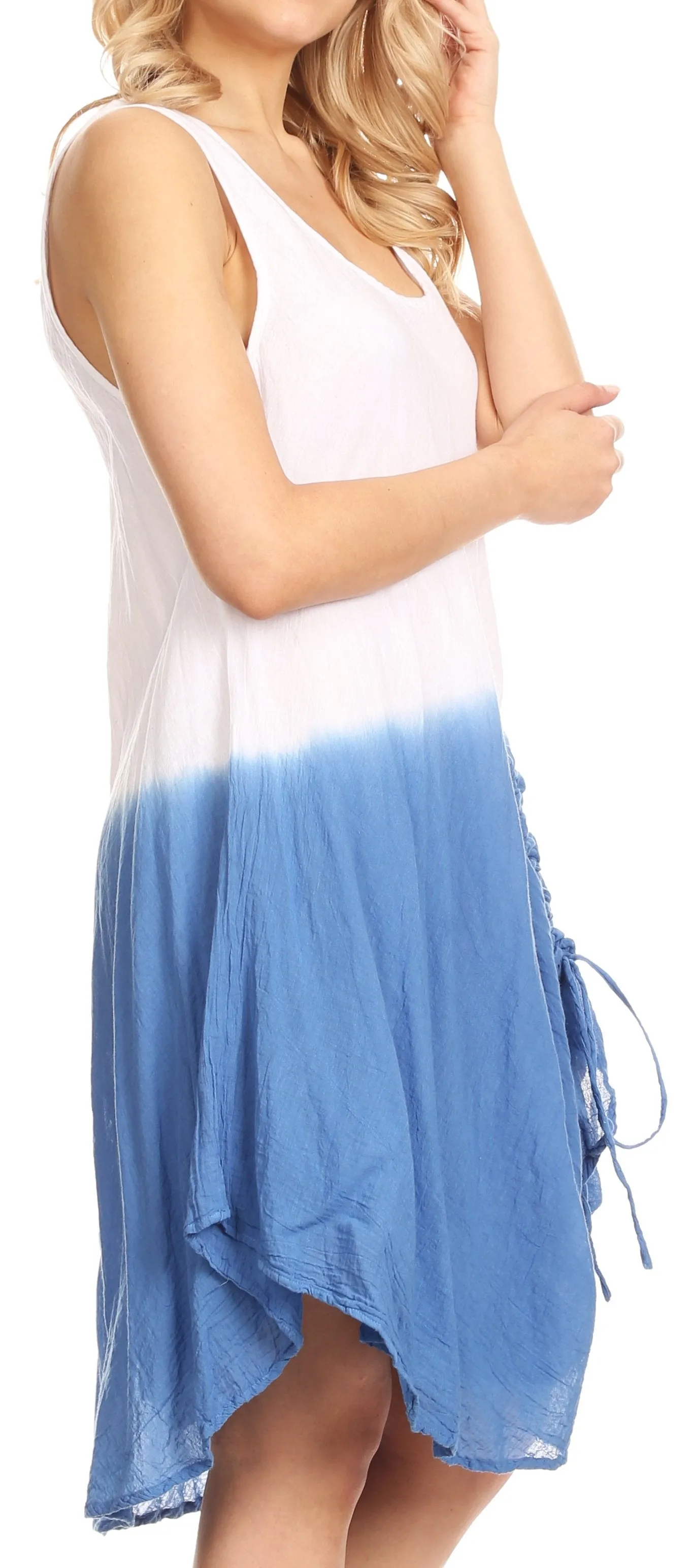 Sakkas Milana Light Summer Tie-dye Flowy Sleeveless Dress with String at Hem