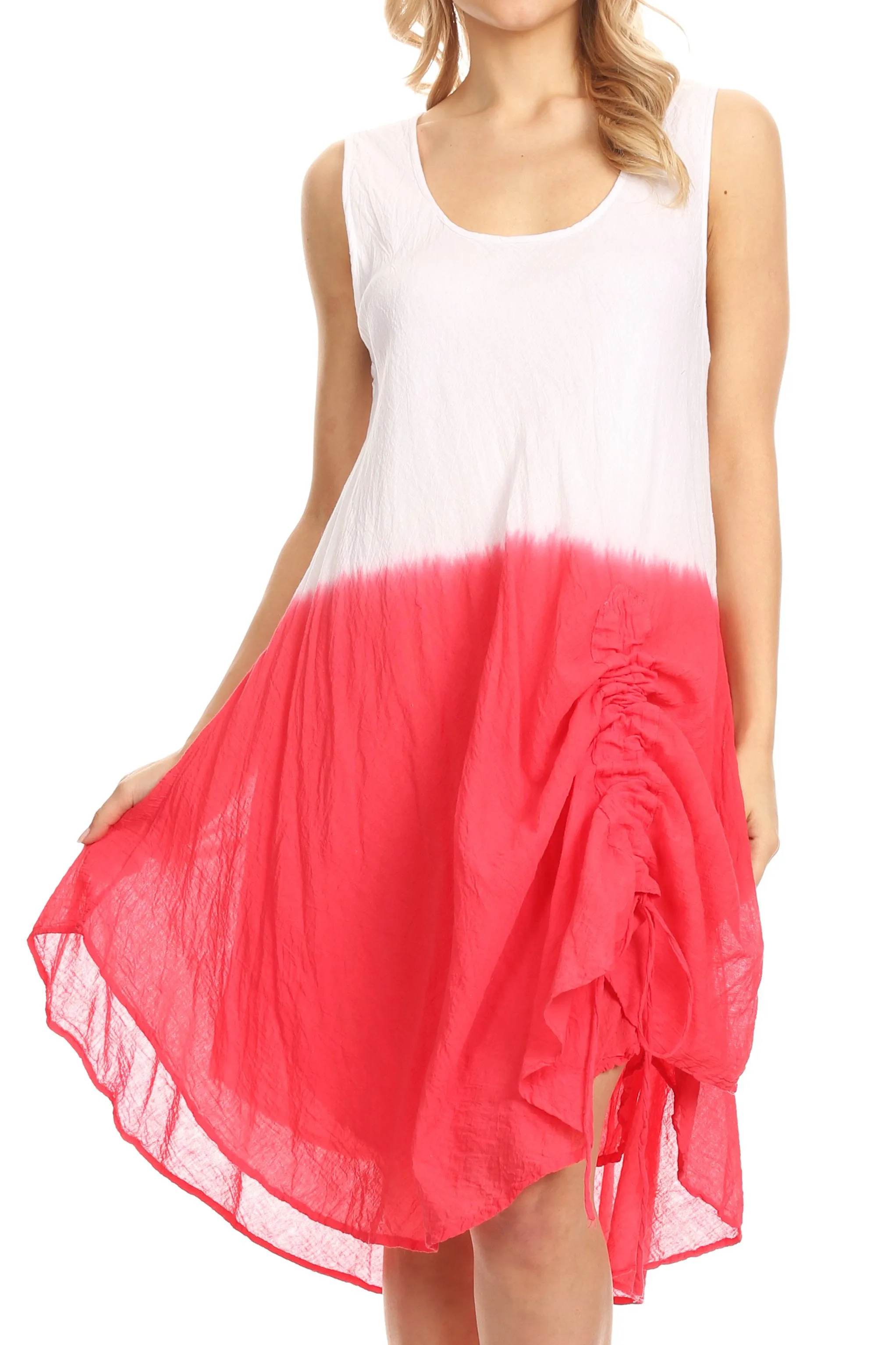 Sakkas Milana Light Summer Tie-dye Flowy Sleeveless Dress with String at Hem