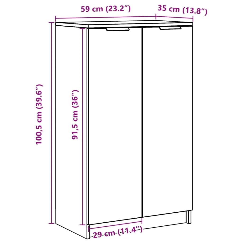 Shoe Cabinet Old Wood 59x35x100.5 cm Engineered Wood