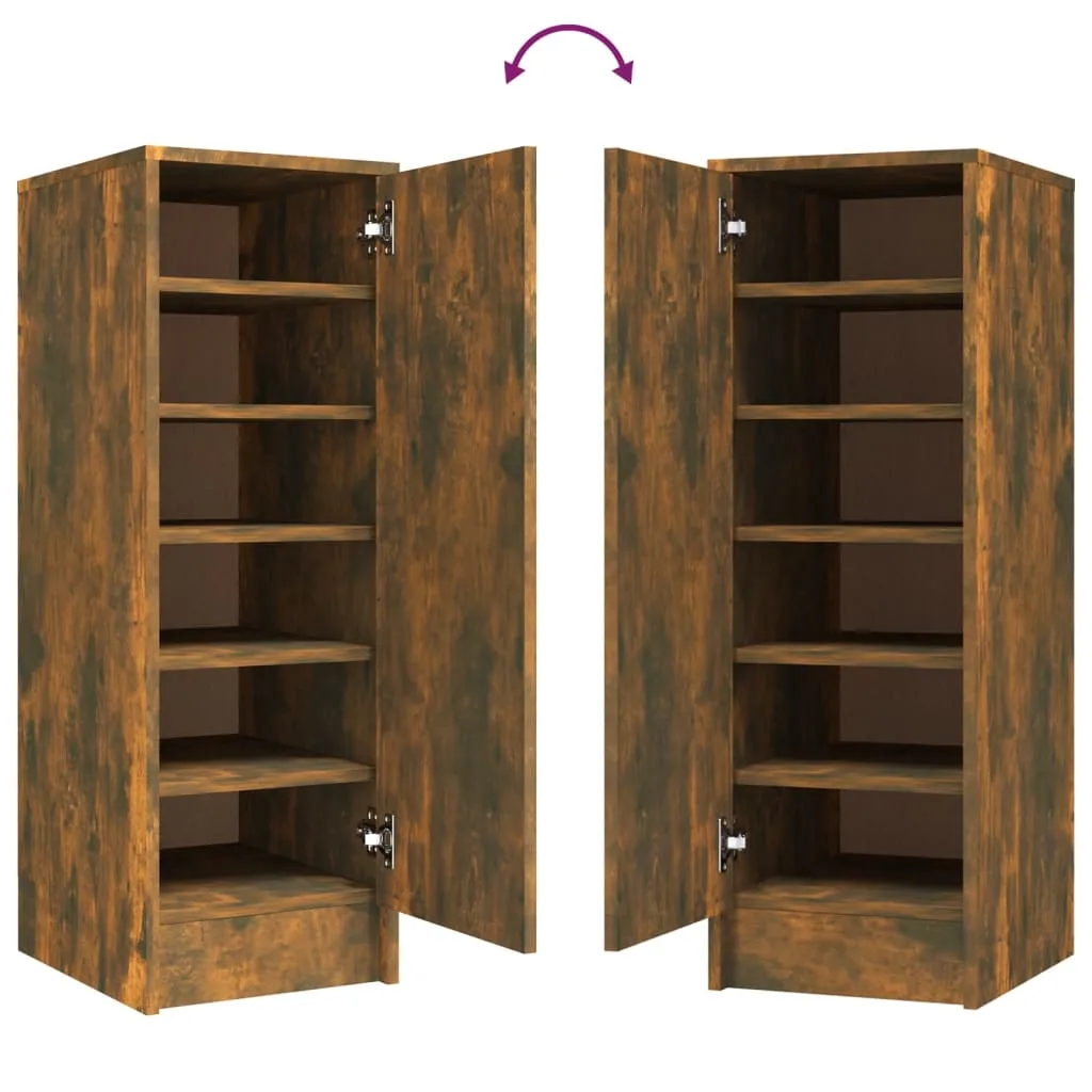 Shoe Cabinet Smoked Oak 32x35x92 cm Engineered Wood