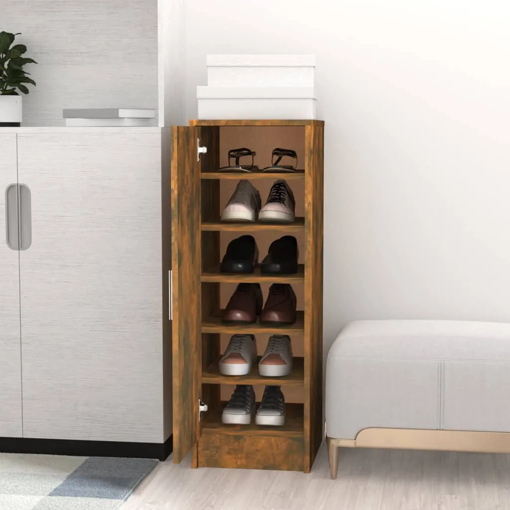 Shoe Cabinet Smoked Oak 32x35x92 cm Engineered Wood