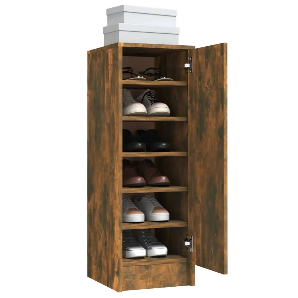 Shoe Cabinet Smoked Oak 32x35x92 cm Engineered Wood