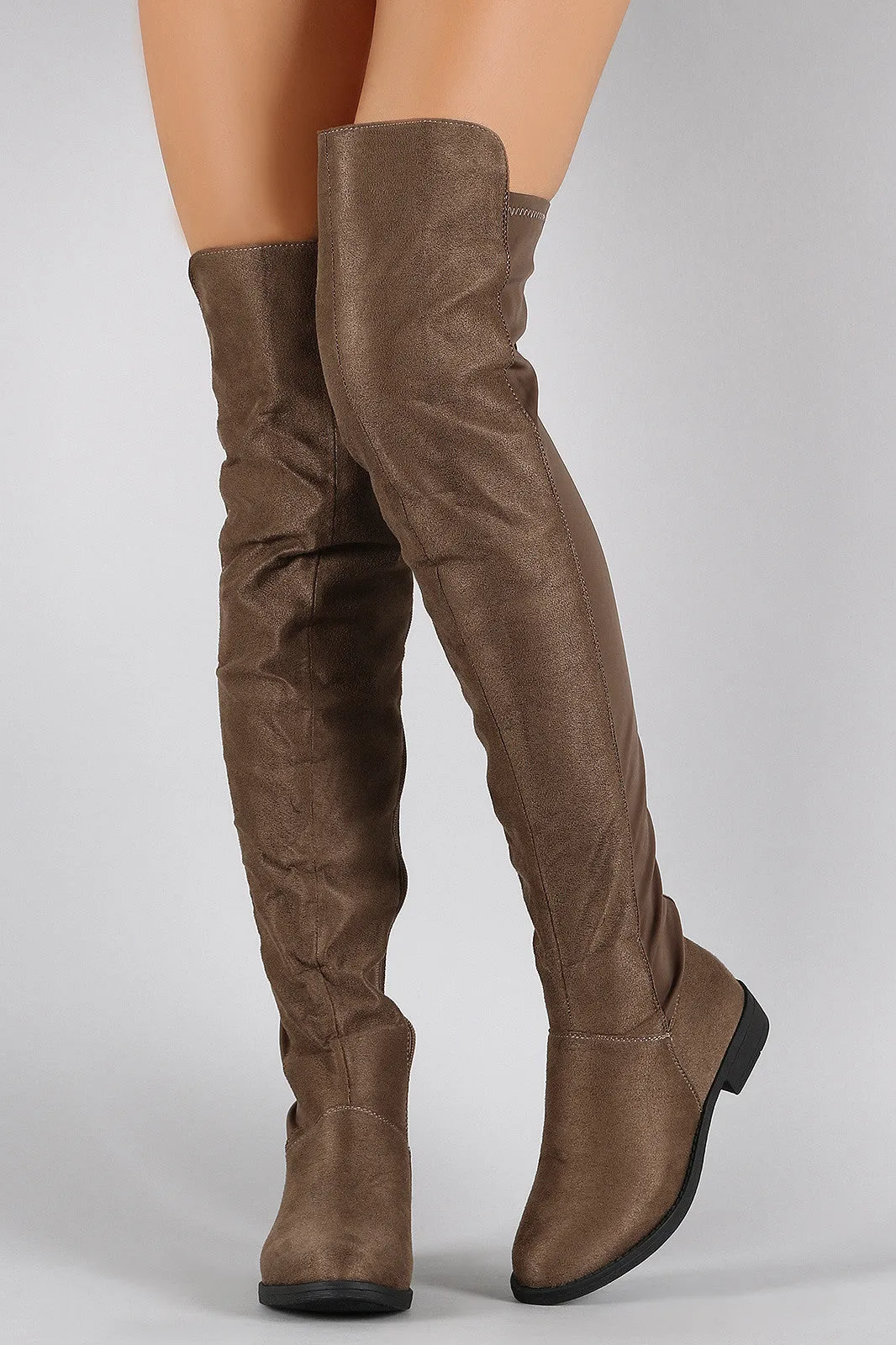 Suede Round Toe Riding Over-The-Knee Boots