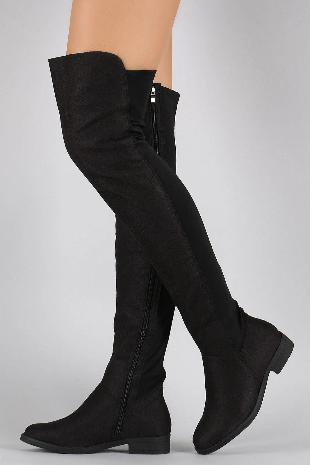 Suede Round Toe Riding Over-The-Knee Boots