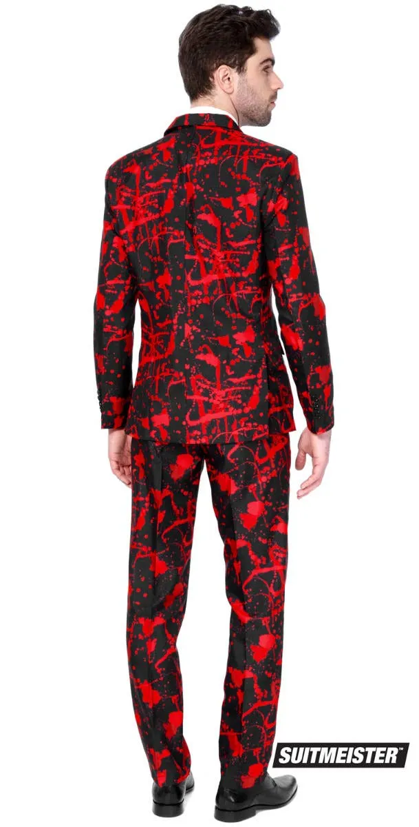 Suitmeister Black and Red Blood Splatter Mens Halloween Oppo Suit