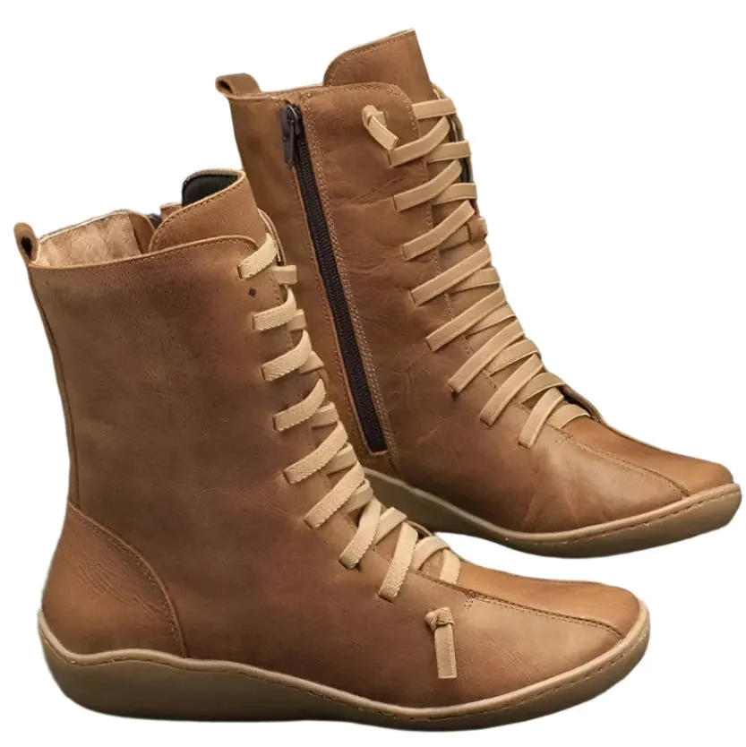 TEEK - Mid-Calf Soft Handmade Flat Work Boots