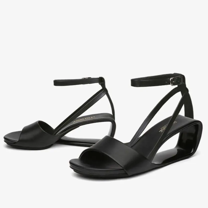 TEEK - Open Toe Anklet Patent Cut Out Wedge Sandals