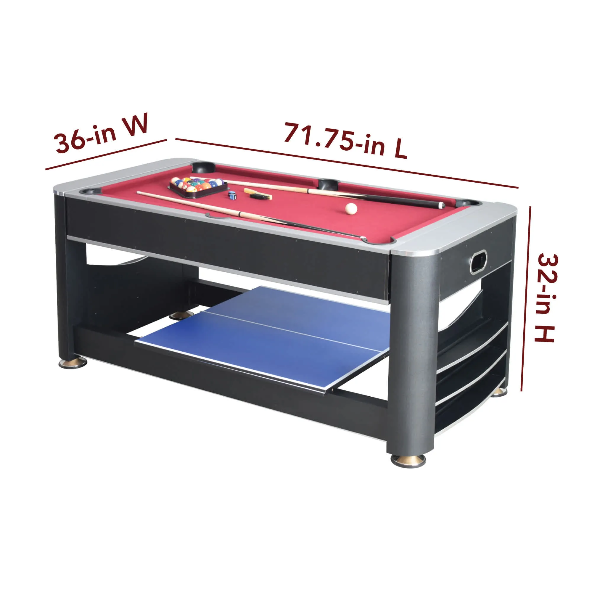 Triple Threat 6-ft Air Hockey 3-in-1 Rotating Multi-Game Table and Cabinet