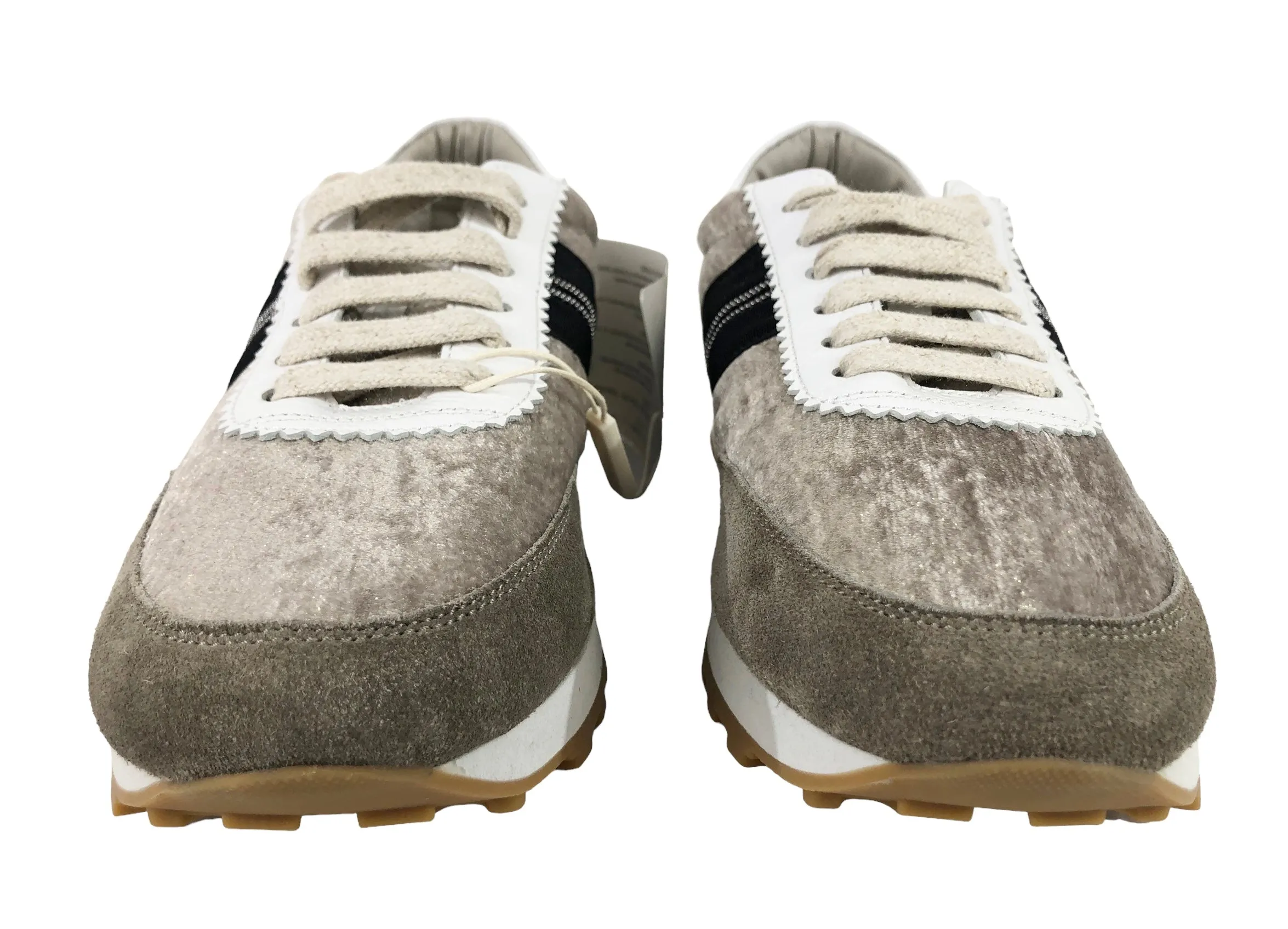 Velvet Sneakers with Stripe Molini Detail | Size US 8.5 - IT 39