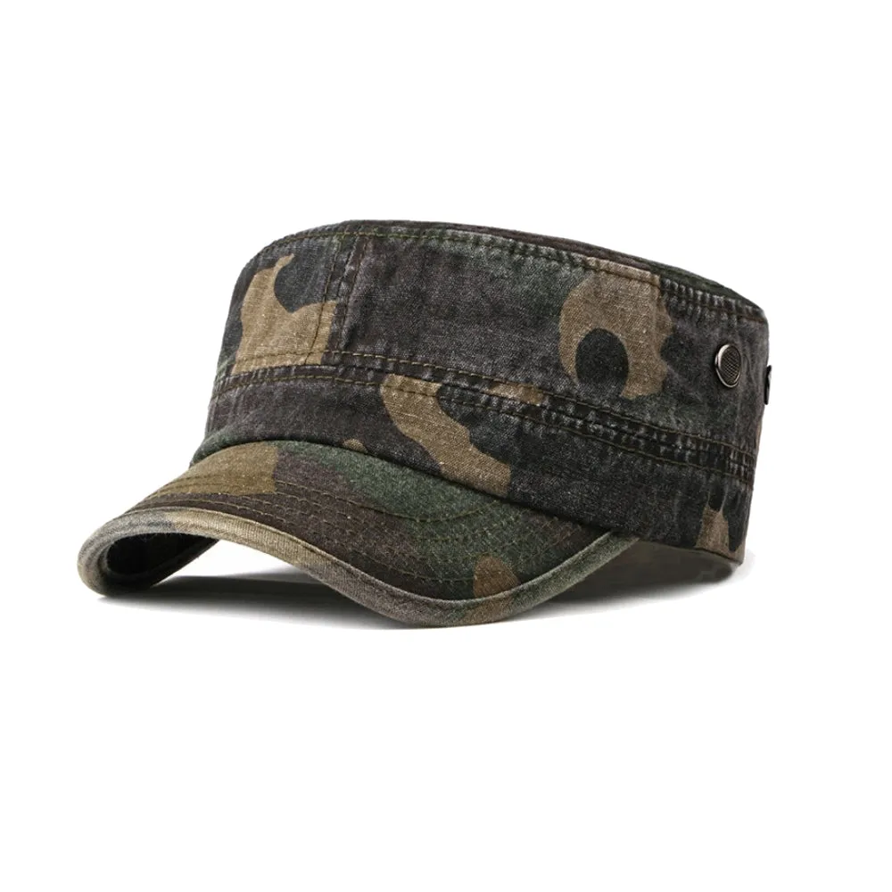 Washed Cotton Cadet Cap Vintage Military Army Hat Mens Womens YZ40122