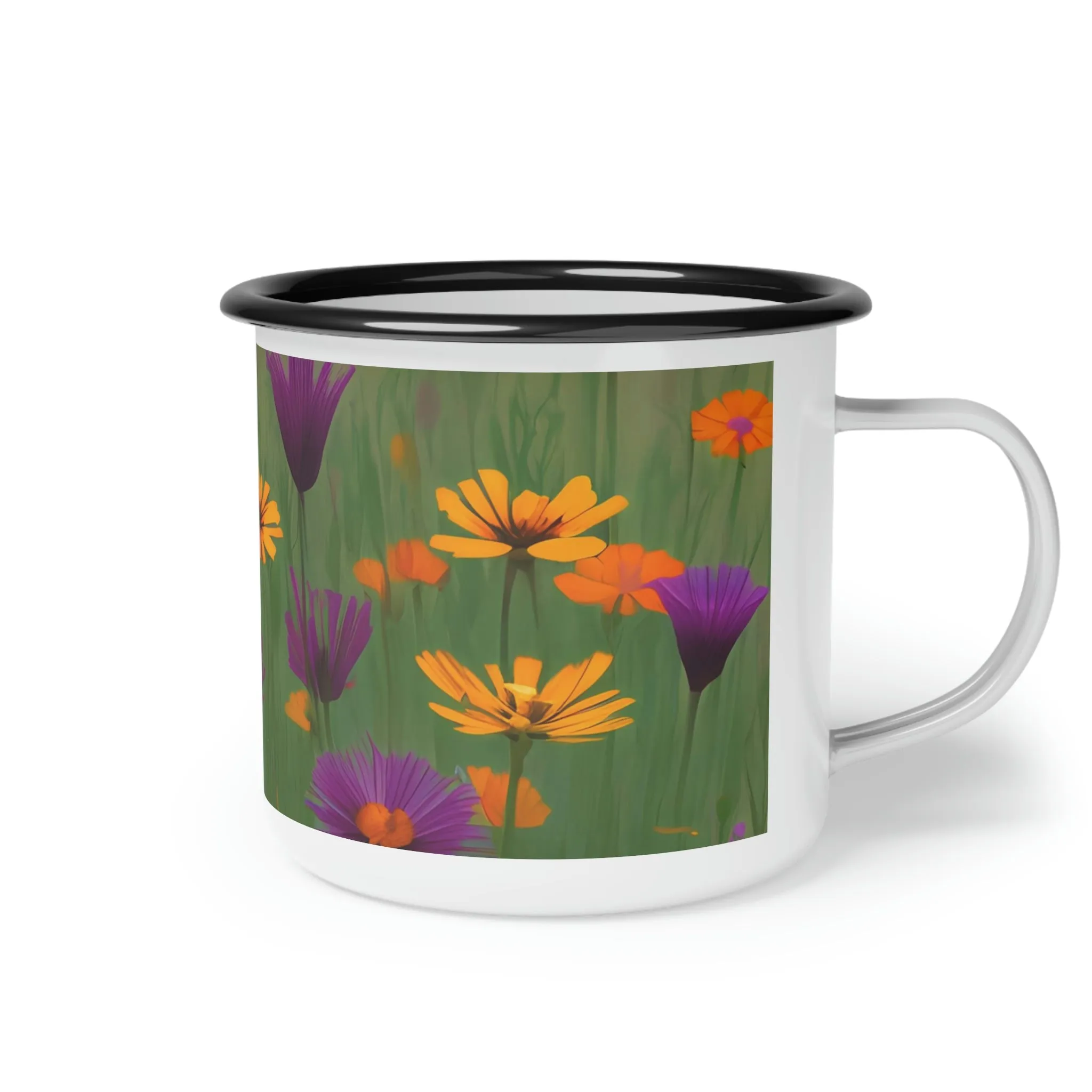 Wildflowers, Enamel Camping Mug for Coffee, Tea, Cocoa, or Cereal - 12oz