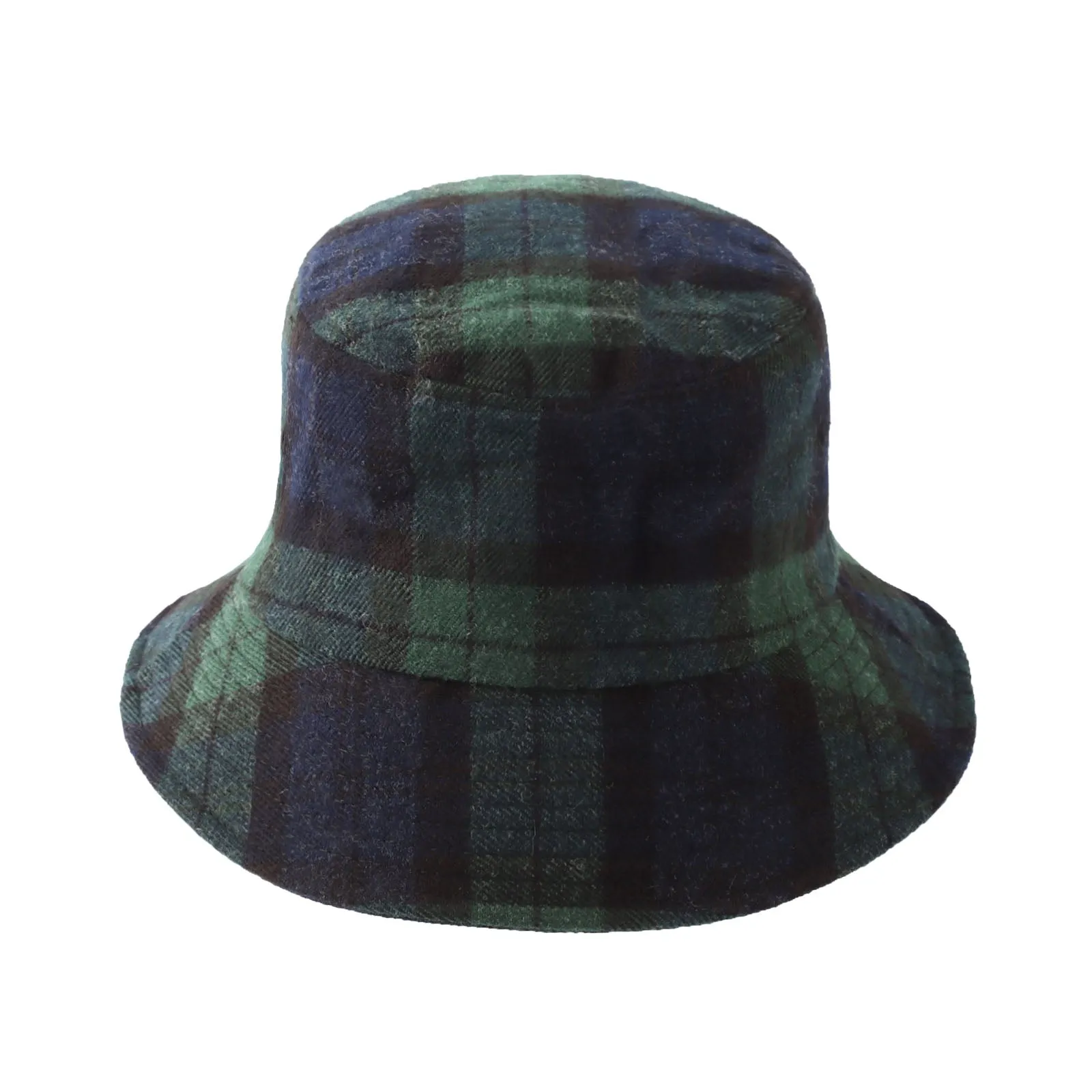 Wool Plaid Tartan Bucket Fedora Hat Winter Check Cap KRB1292