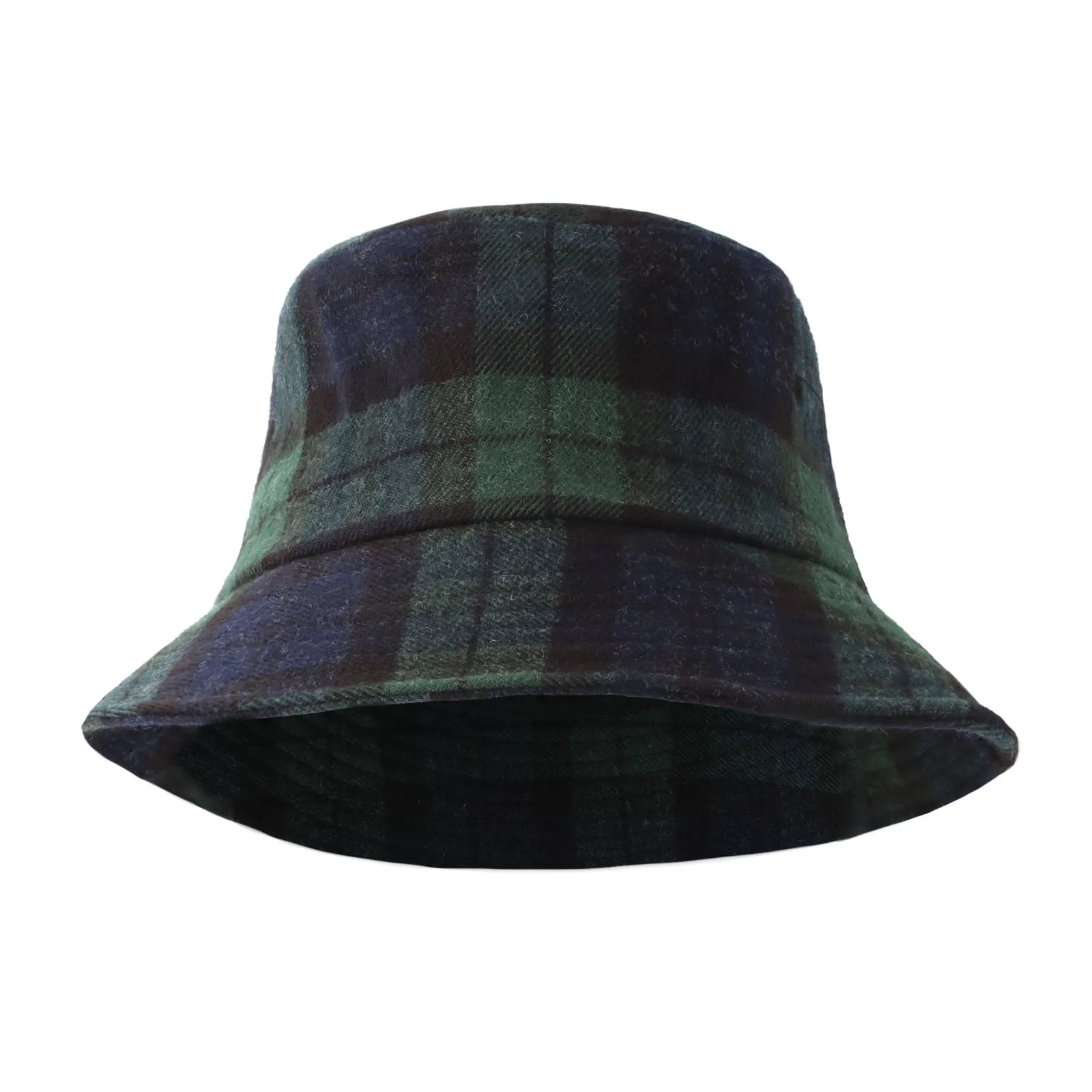 Wool Plaid Tartan Bucket Fedora Hat Winter Check Cap KRB1292